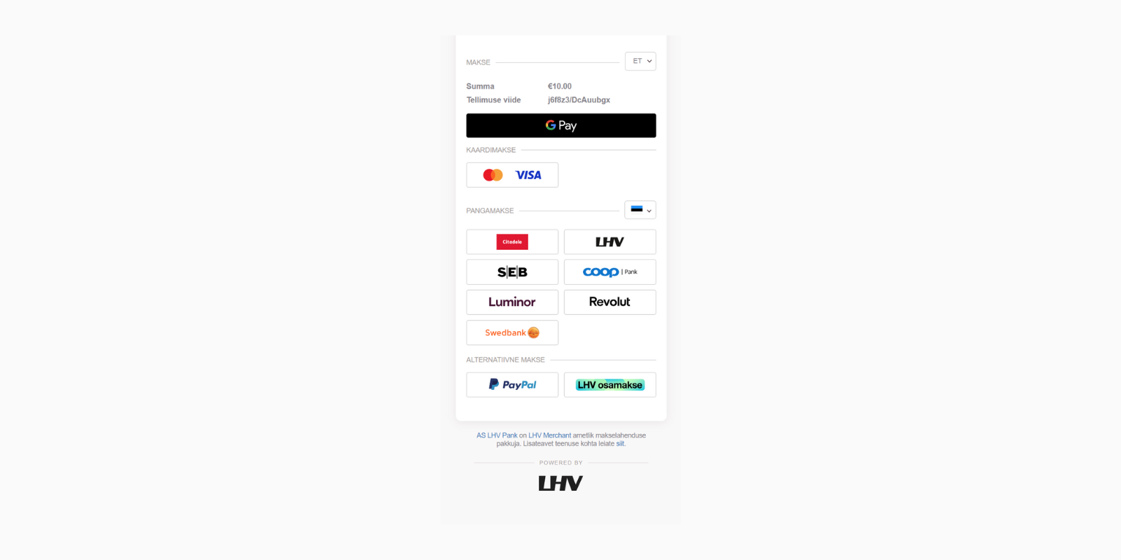 Everypay payment page