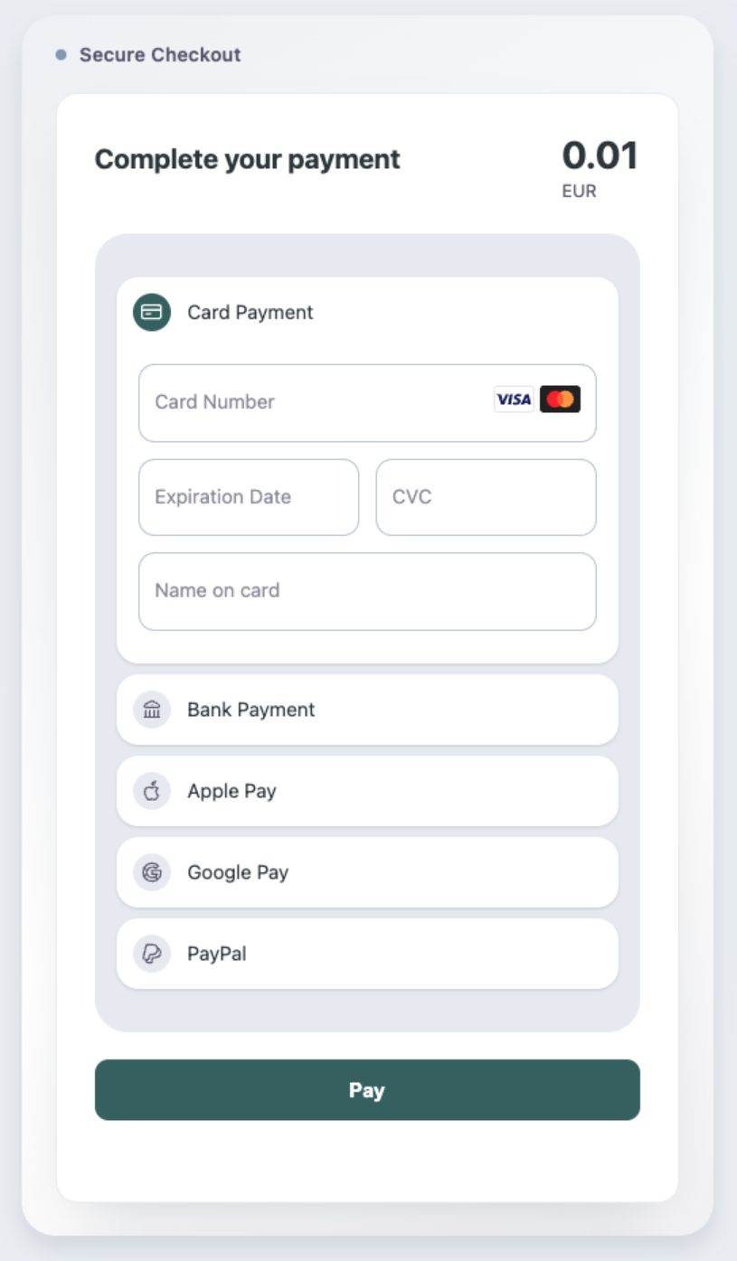 Payment Element accordion