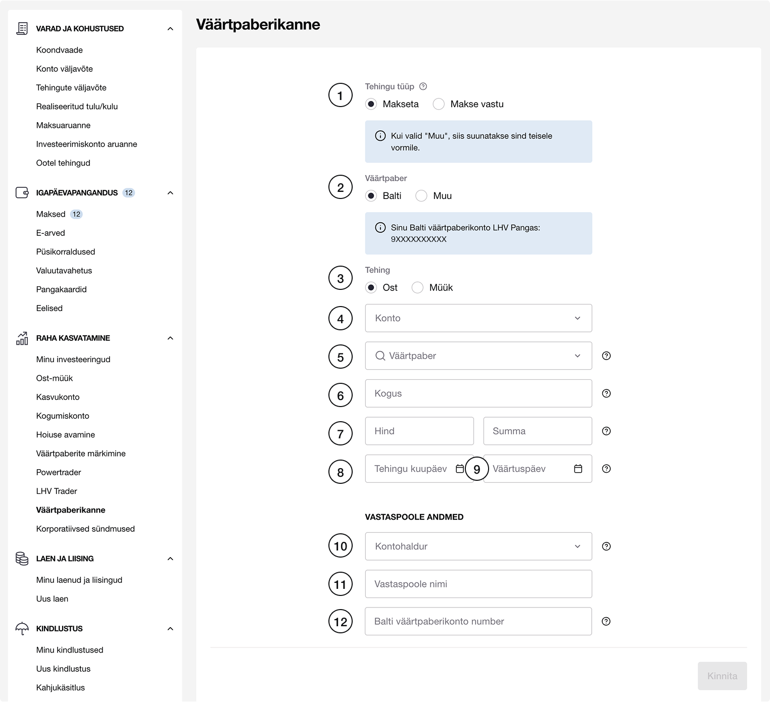 LHV makseta väärtpaberikanne