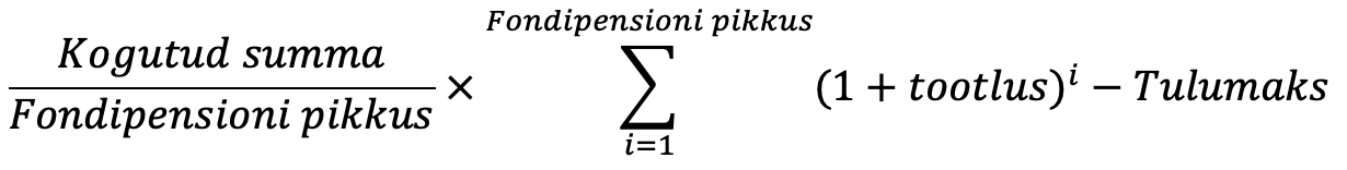 Fondipensioni maksetena kättesaadava summa valem